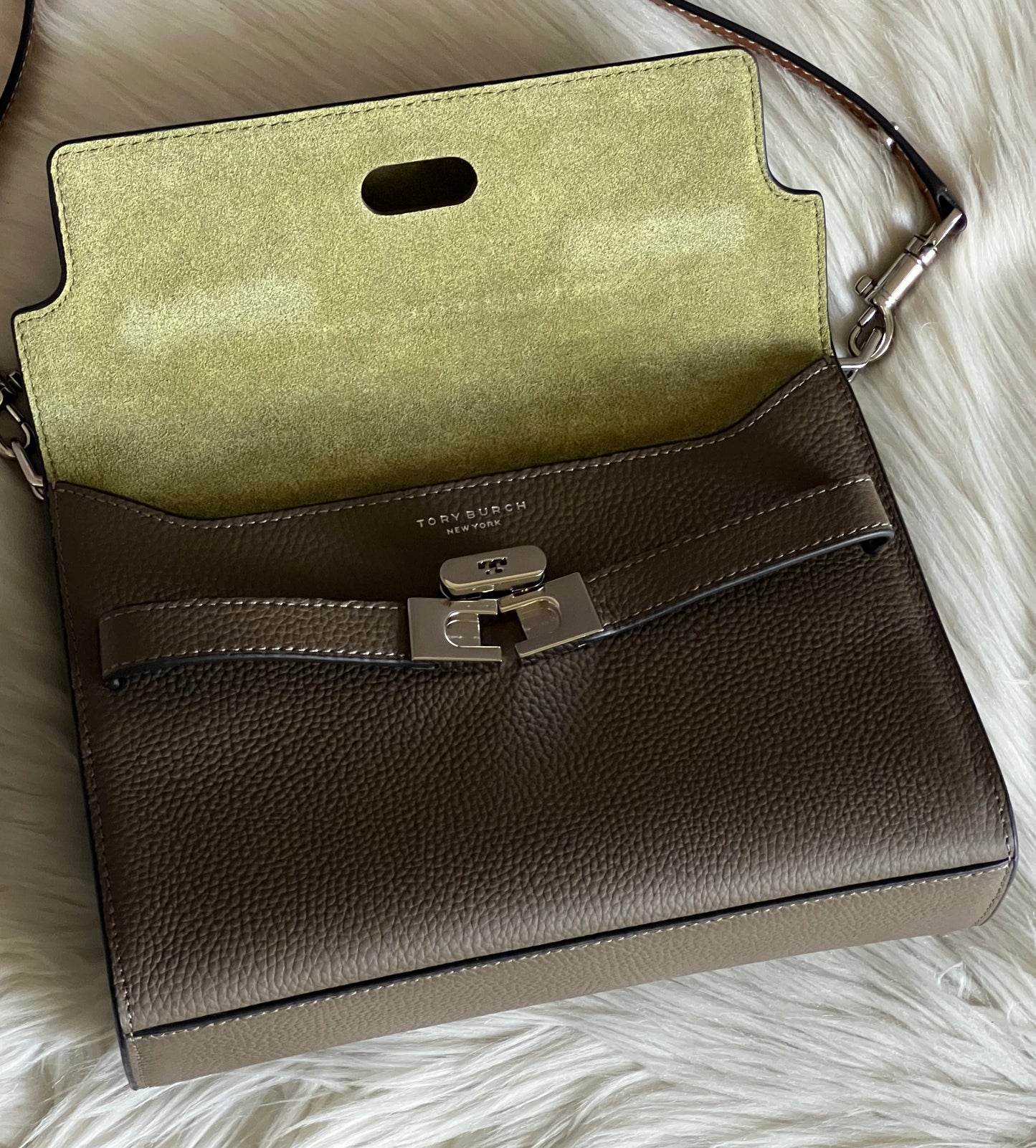 Tory Burch Lee Radziwill Pebbled Shoulder Bag