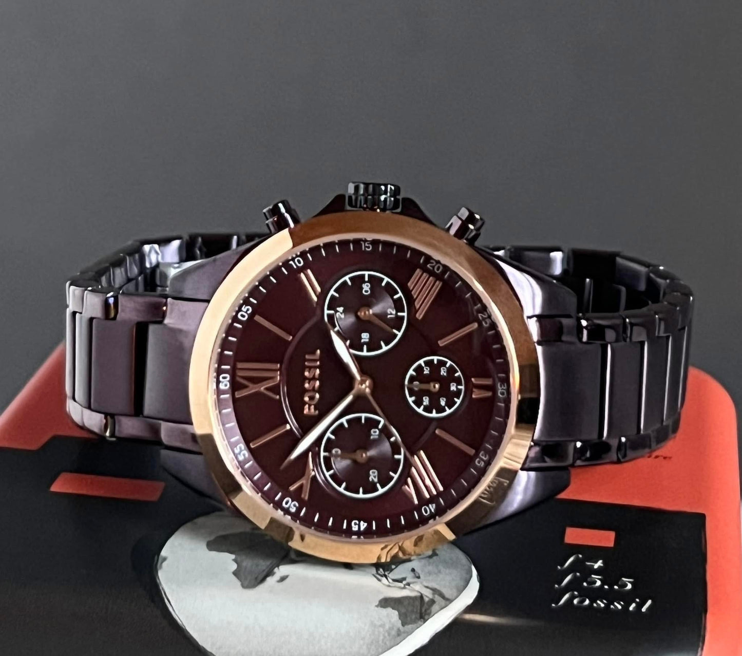 Fossil Women’s Modern Courier Midsize Chronograph Wine Stainless Steel Watch