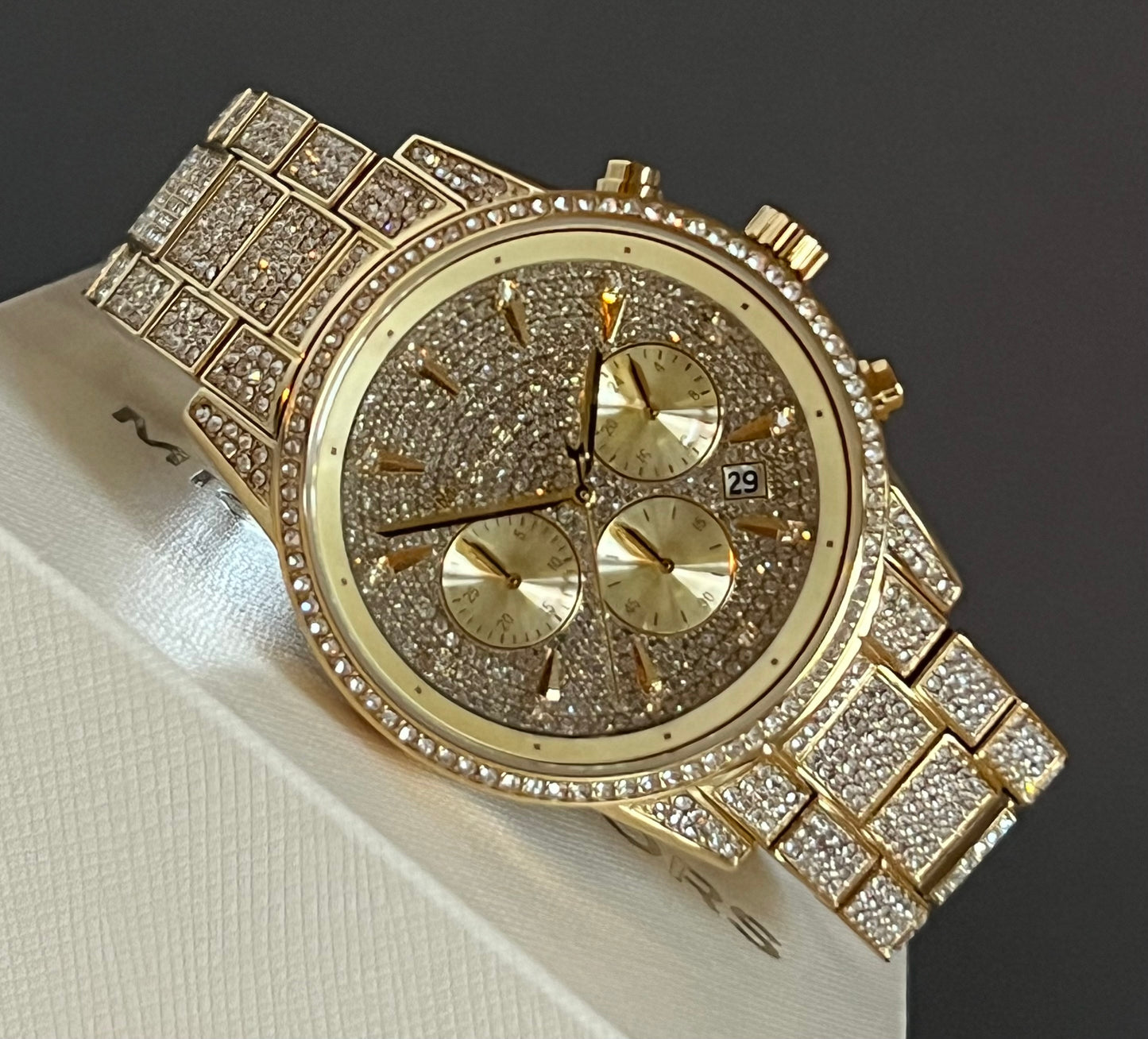 Michael Kors Women’s Ritz Pave Gold-Tone Watch