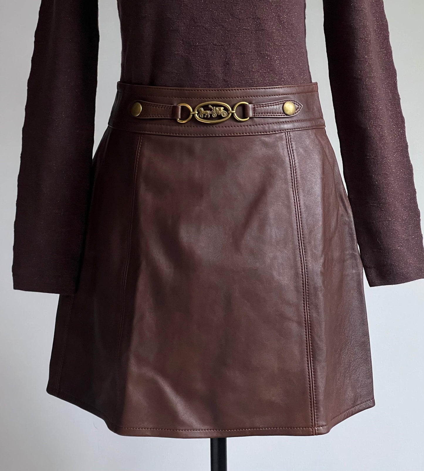 Coach Leather Mini Skirt