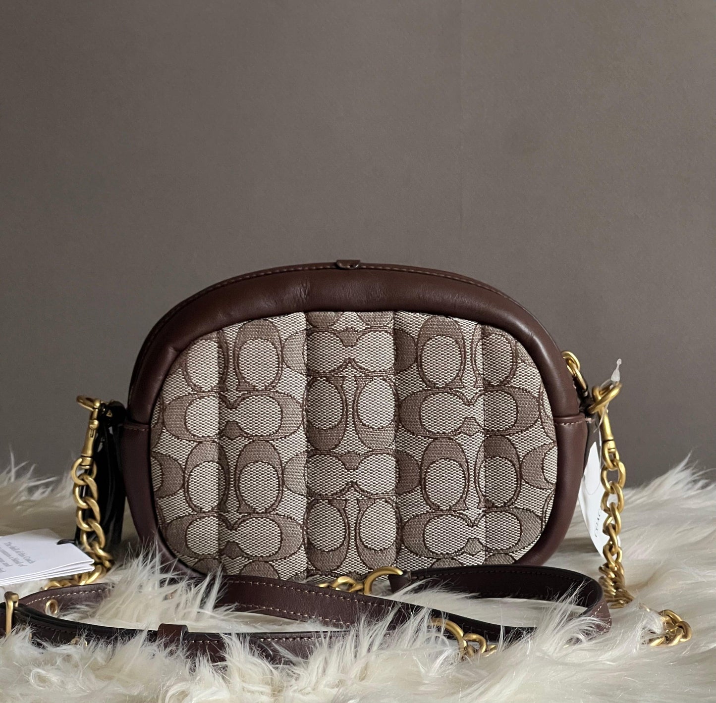 Coach Small Camera Bag in Signature Jacquard with Quilting