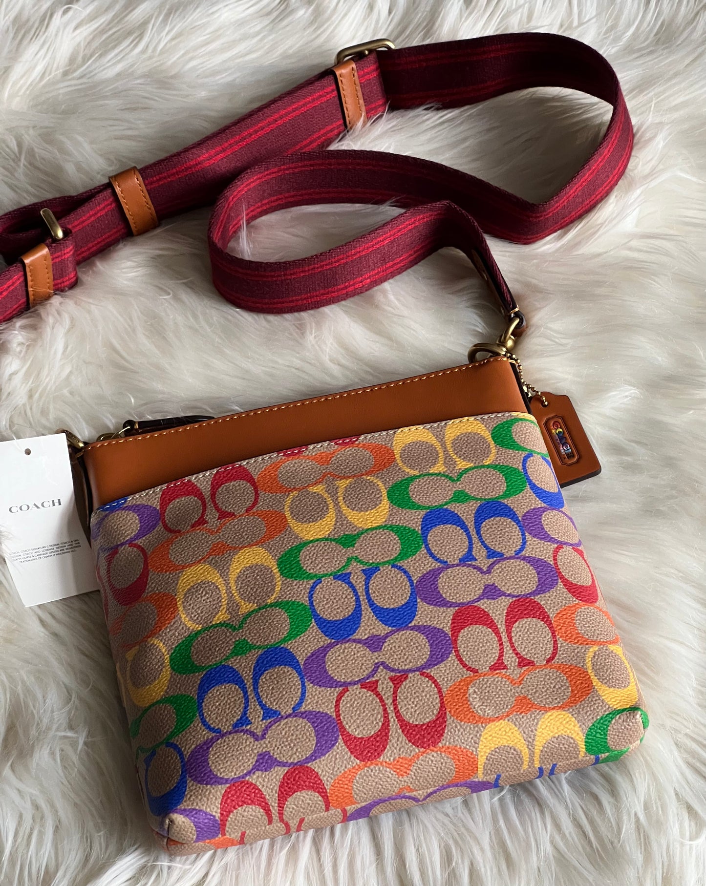 Coach Kitt Messenger Crossbody in Rainbow Signature Canvas