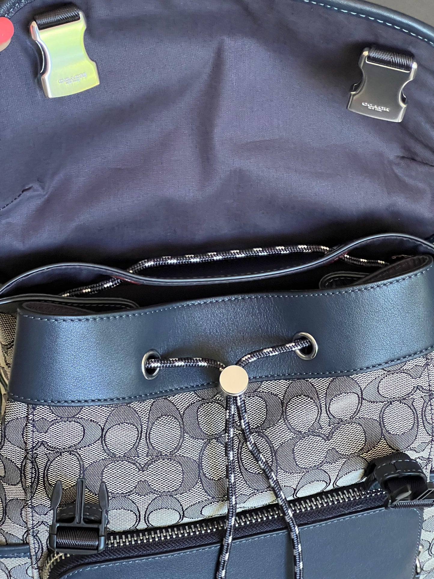Coach League Flap Backpack in Signature Jacquard