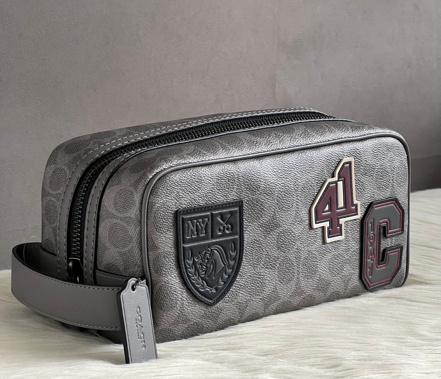 Coach Large Travel Kit In Signature Canvas With Patches