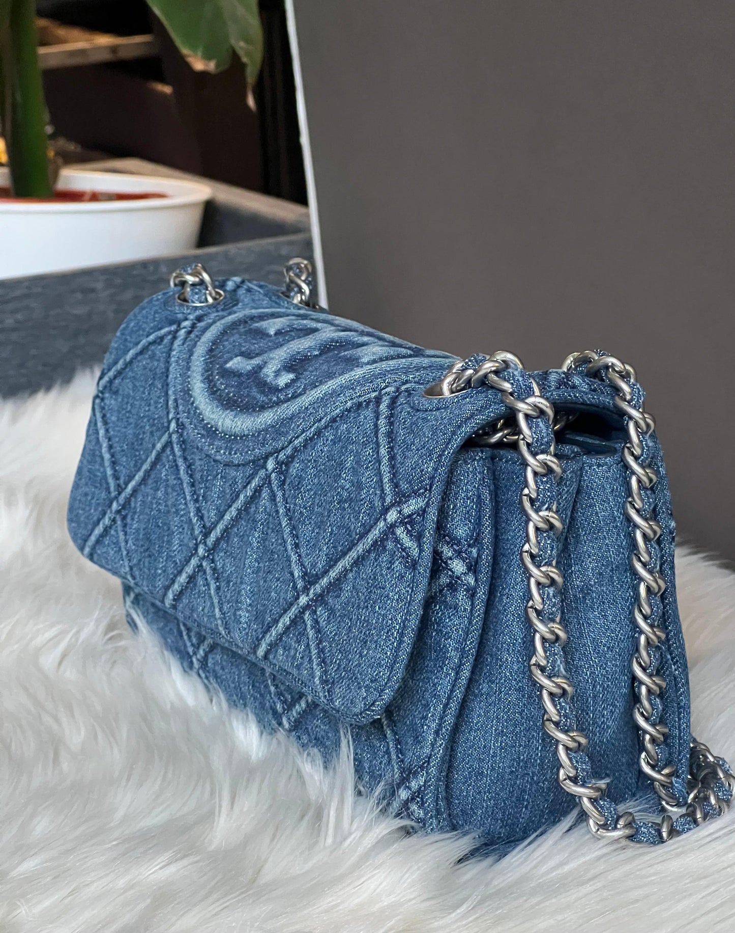 Tory Burch Small Fleming Soft Denim Convertible Shoulder Bag