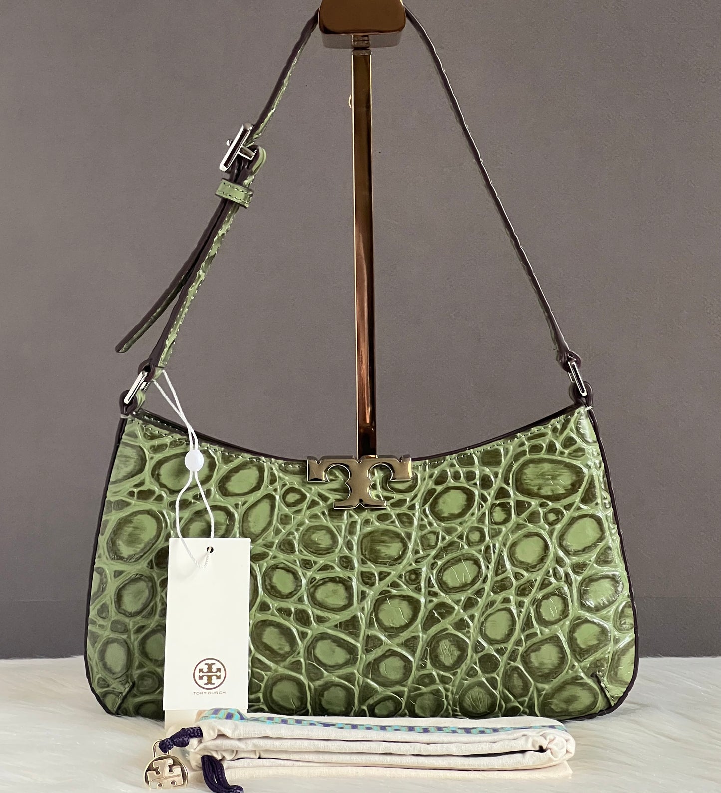 Tory Burch Eleanor Croc-Embossed Slim Shoulder Bag