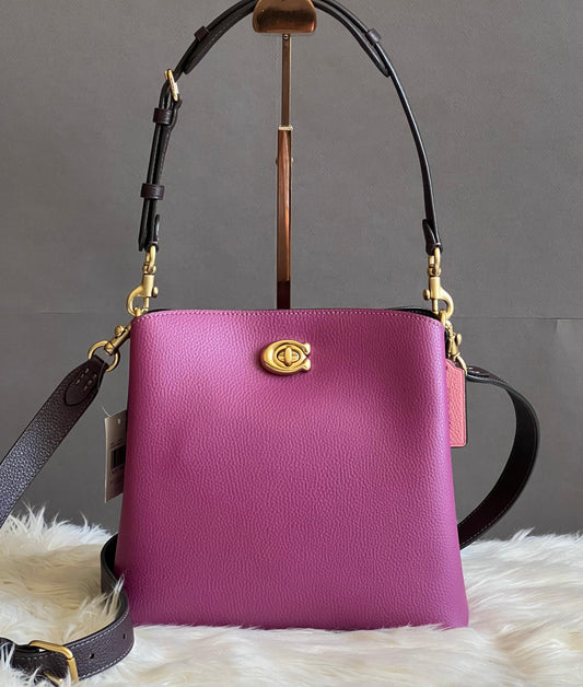 Coach Willow Bucket Bag in Colorblock with Signature Canvas Interior