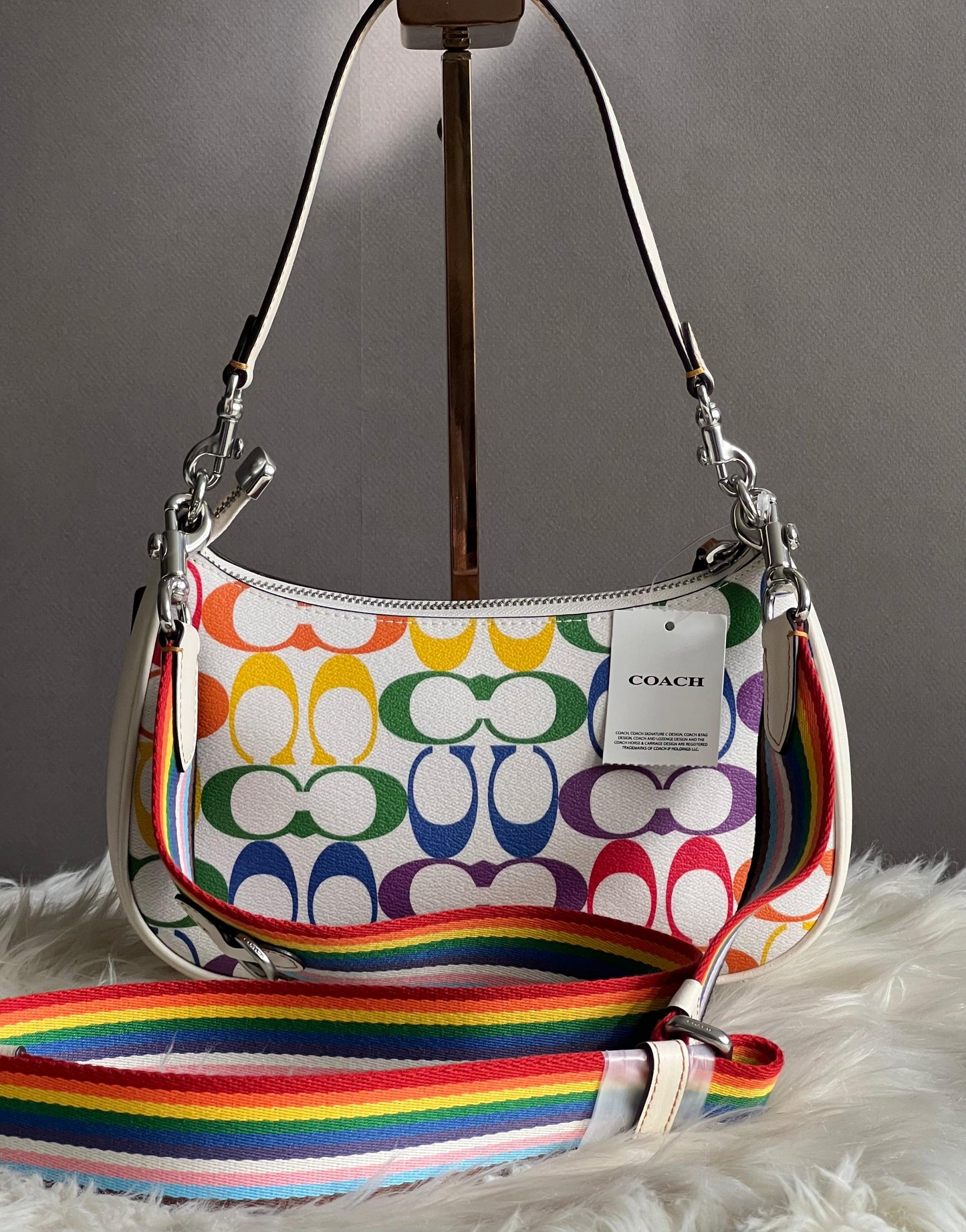 Coach Teri Shoulder Bag in Rainbow Signature Canvas