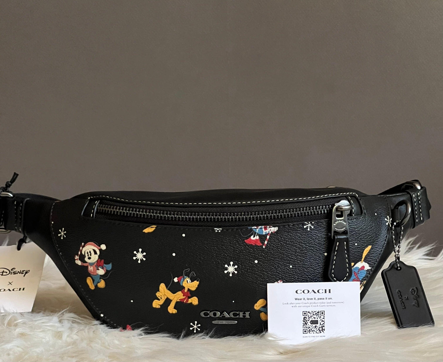 Disney X Coach Warren Mini Belt Bag in Holiday Print