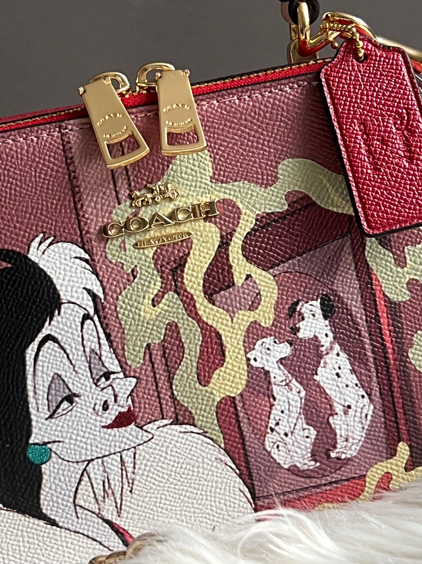 Disney X Coach Box Crossbody with Cruella Motif