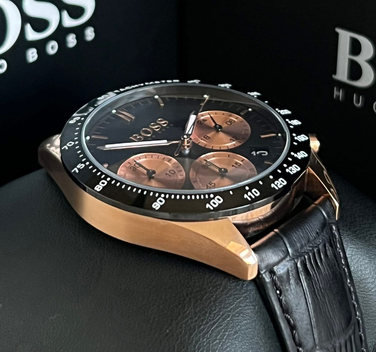 Hugo Boss Men’s Talent Black Leather Chronograph Watch