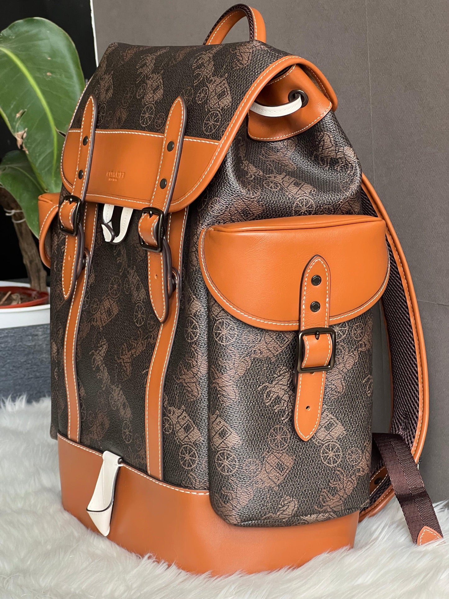 Coach Hitch Backpack with Horse and Carriage Print