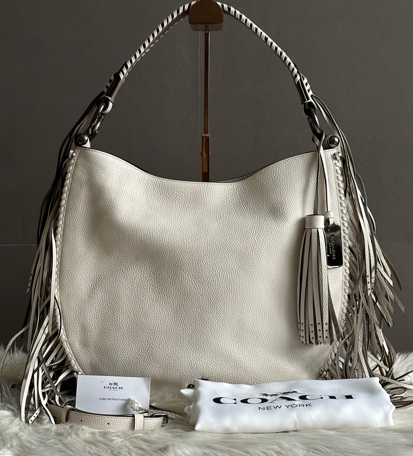 Coach Nomad Fringe Hobo in Pebble Leather