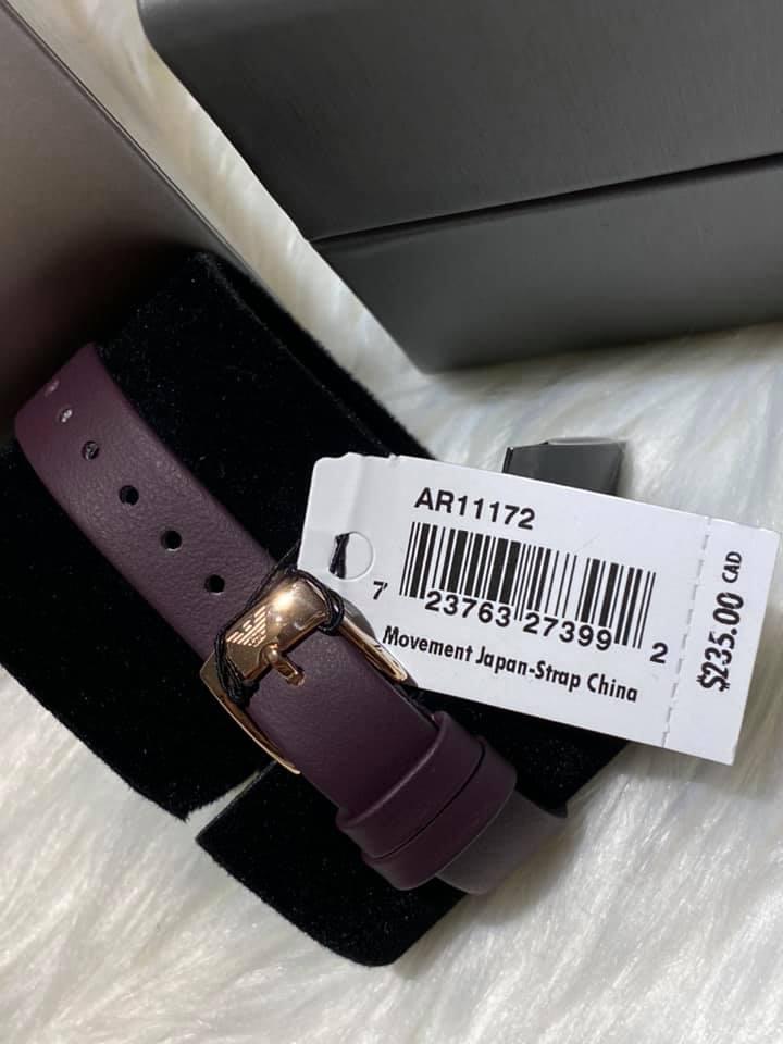 Emporio Armani Women’s Three-Hand Purple Leather Watch