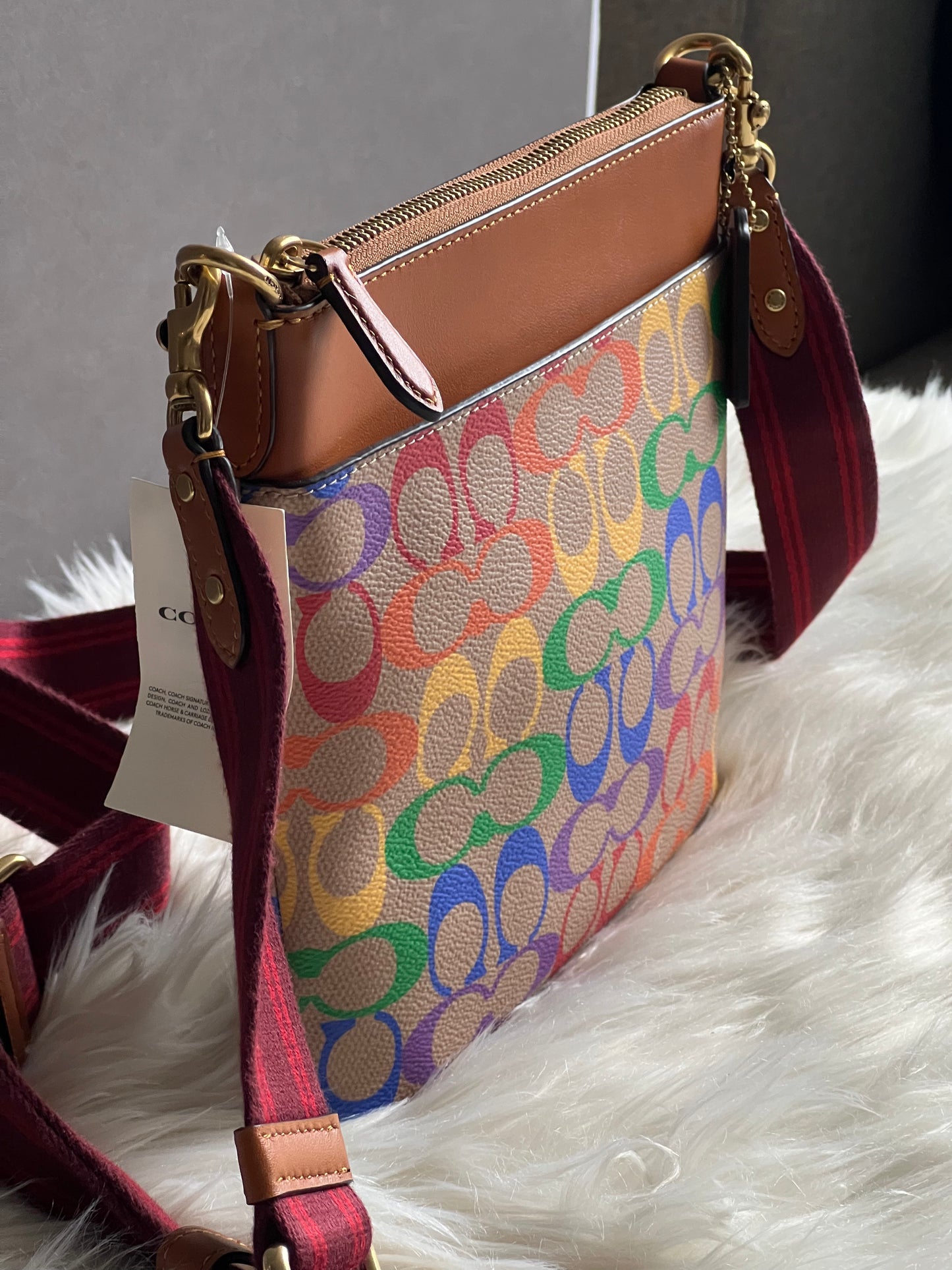 Coach Kitt Messenger Crossbody in Rainbow Signature Canvas