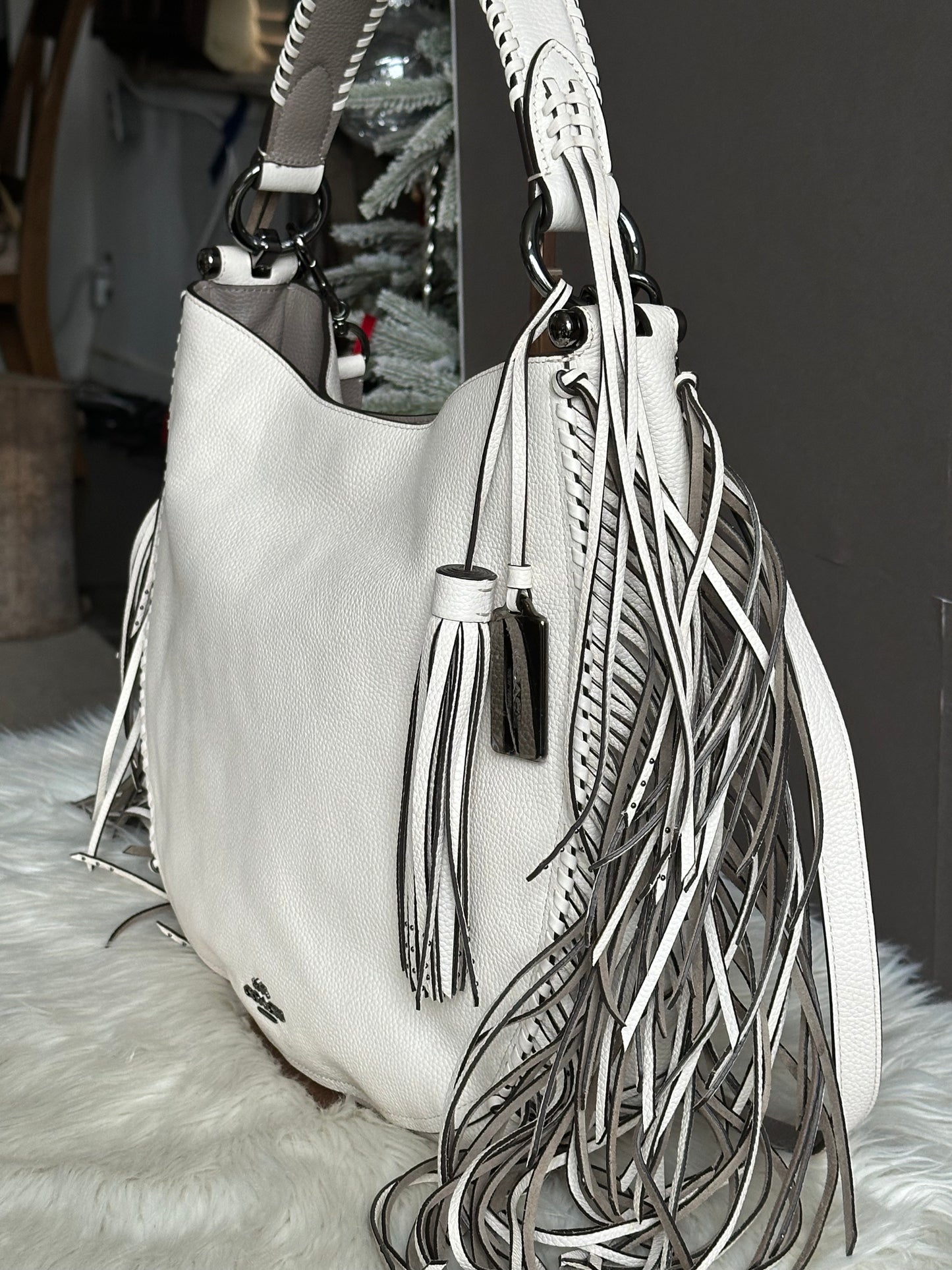 Coach Nomad Fringe Hobo in Pebble Leather
