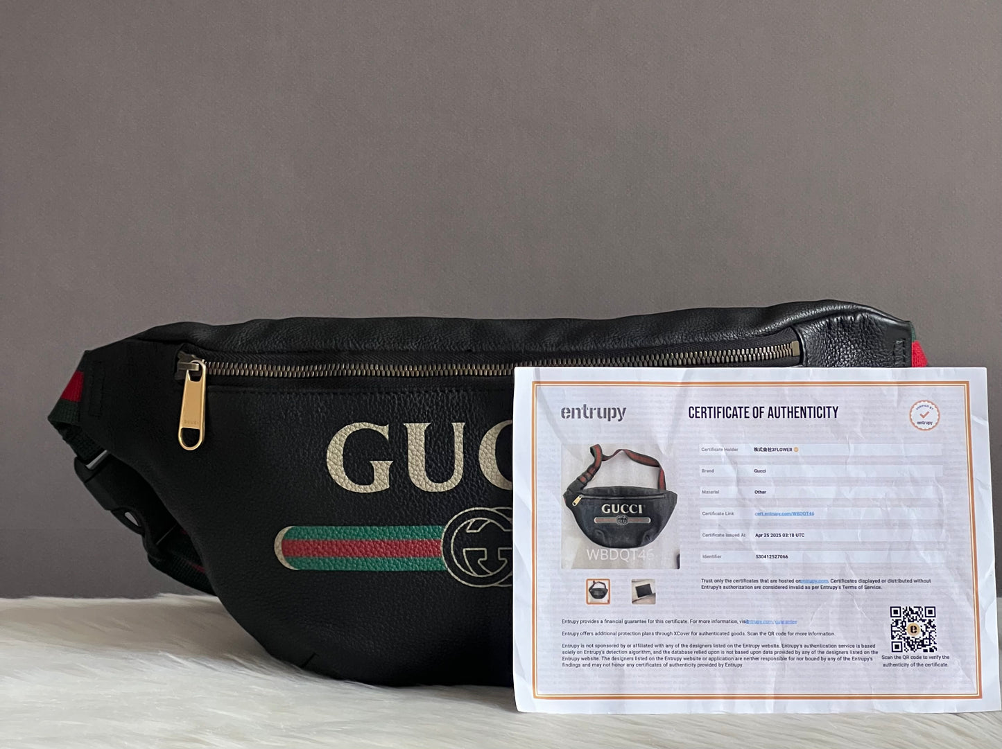 Gucci Logo Print Leather Belt Bag