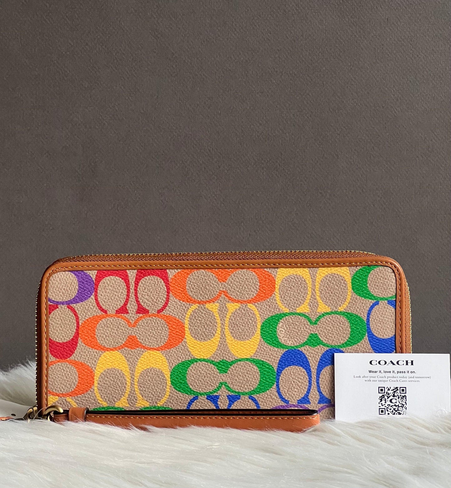 Coach Continental Wallet In Rainbow Signature Canvas