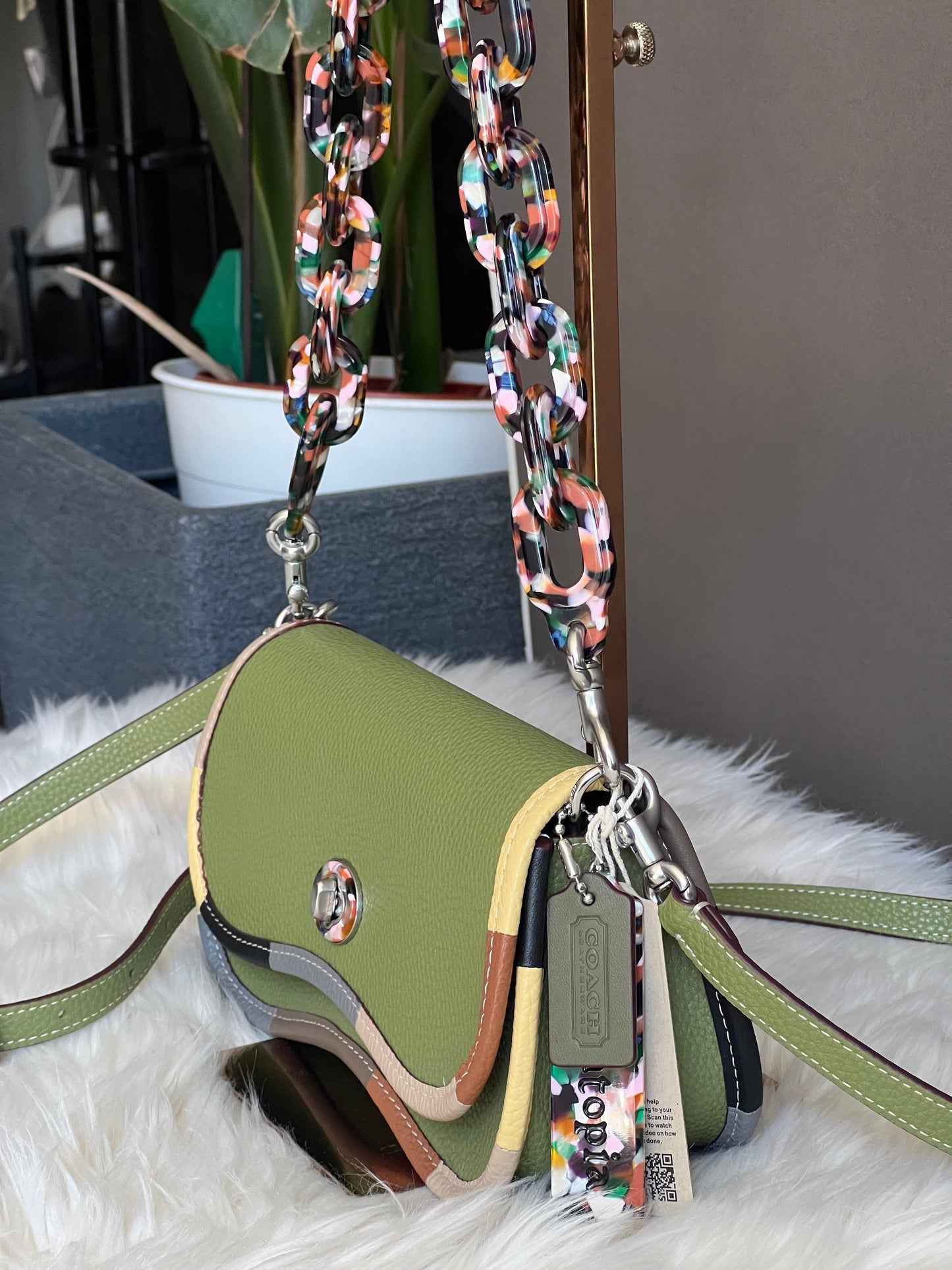 Coach Wavy Dinky Bag with Colorful Binding in Upcrafted Leather