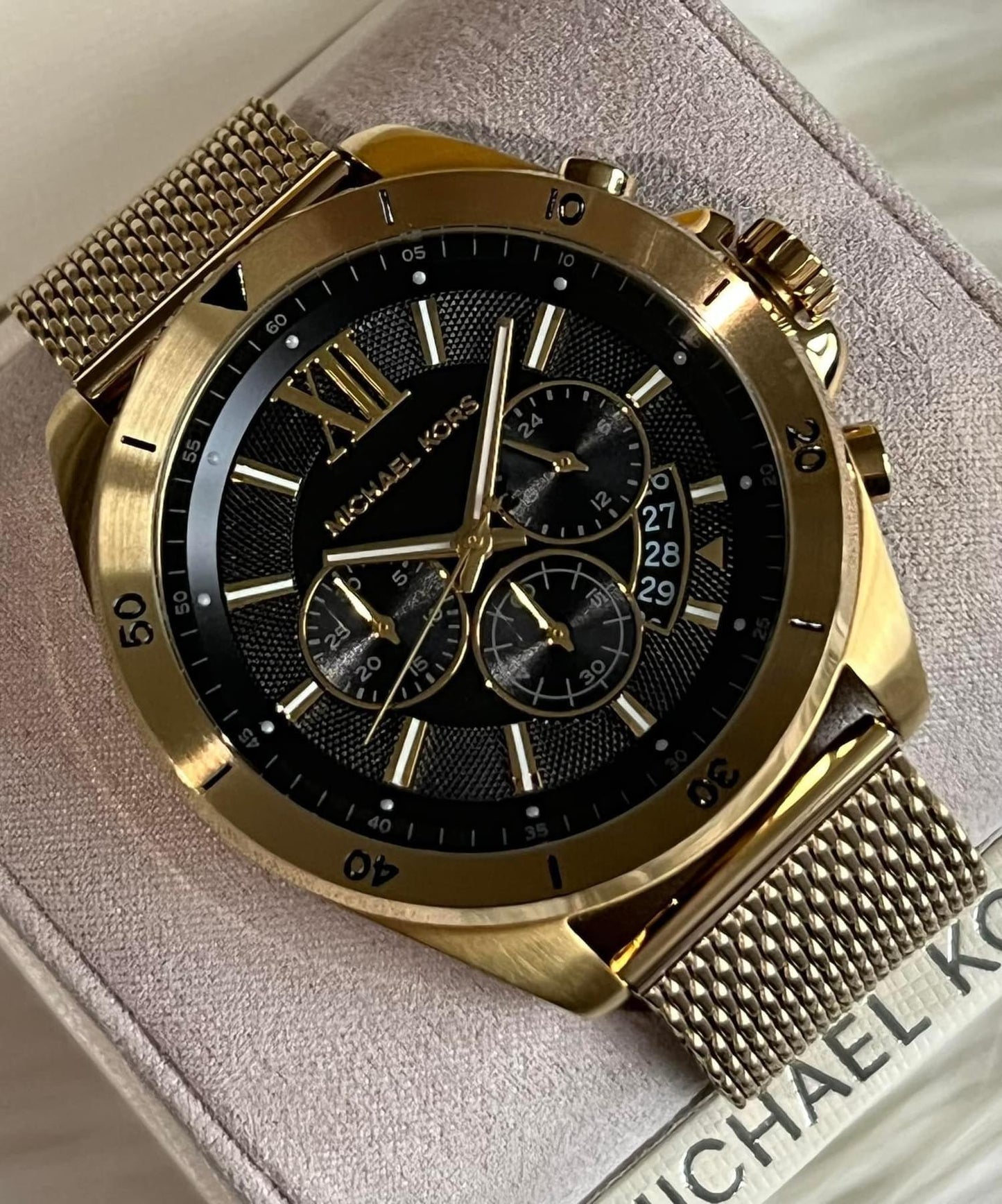 Michael Kors Men’s Oversized Brecken Gold-Tone Mesh Watch