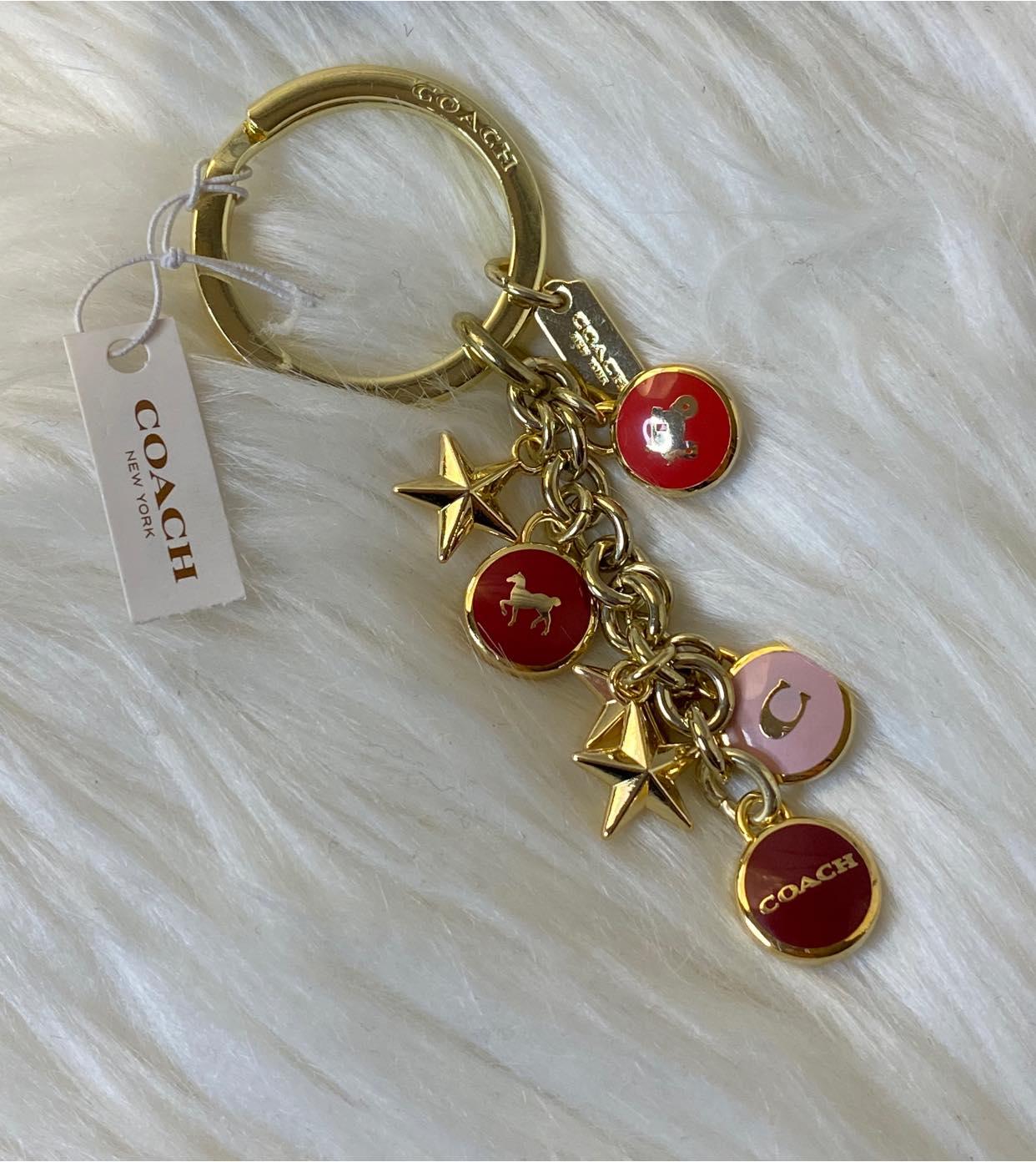 Coach Enamel Mix Disc Gold Key Ring Chain