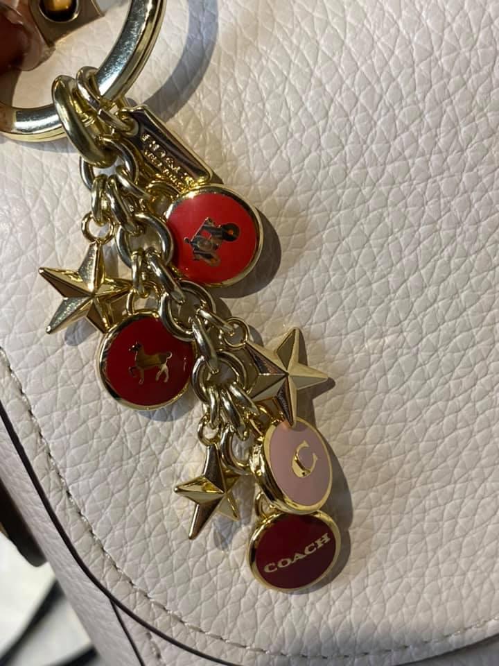 Coach Enamel Mix Disc Gold Key Ring Chain