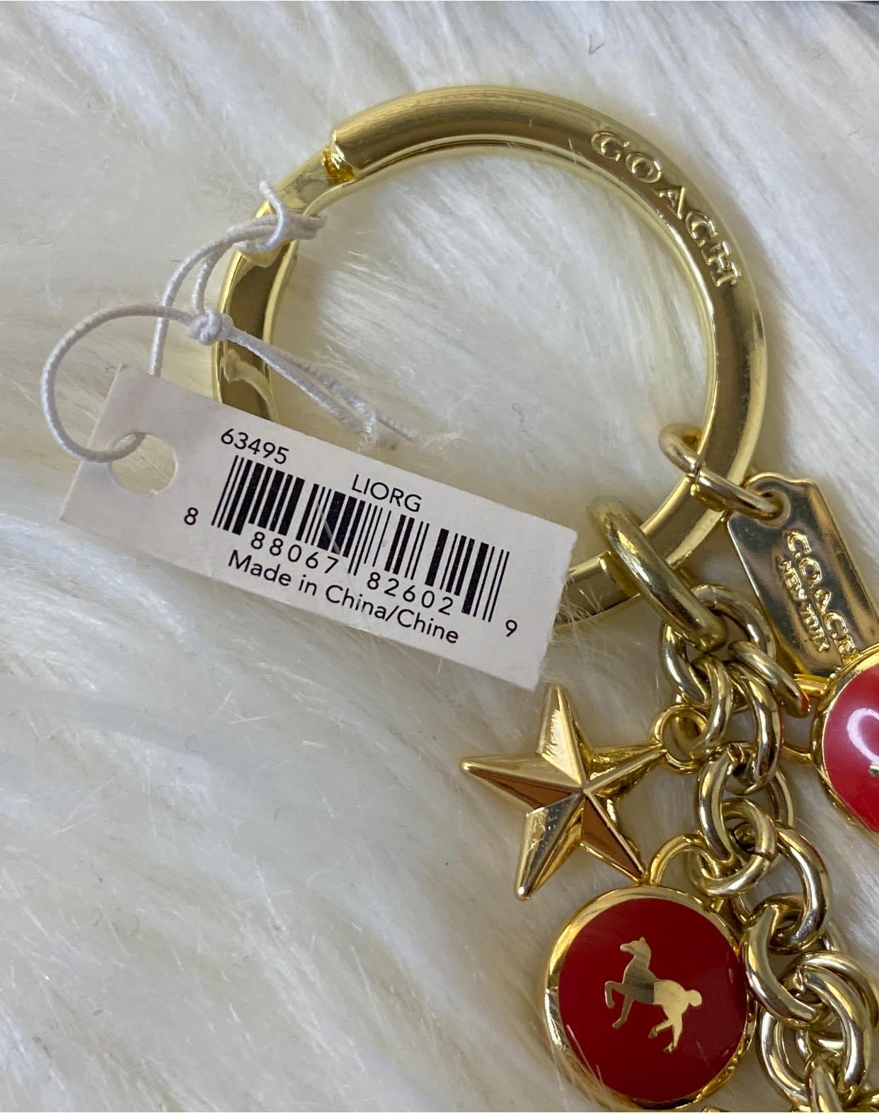 Coach Enamel Mix Disc Gold Key Ring Chain
