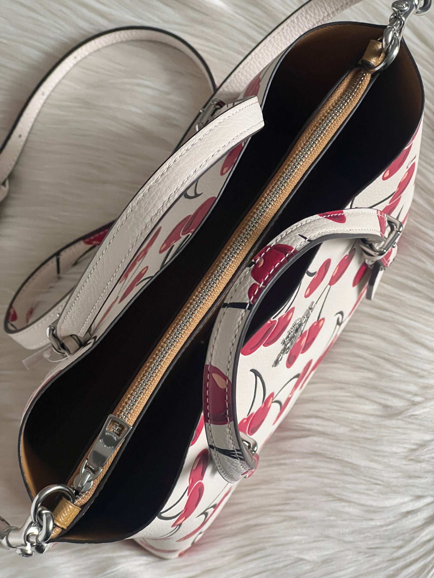 Coach Mollie Tote Bag 25 With Cherry Print