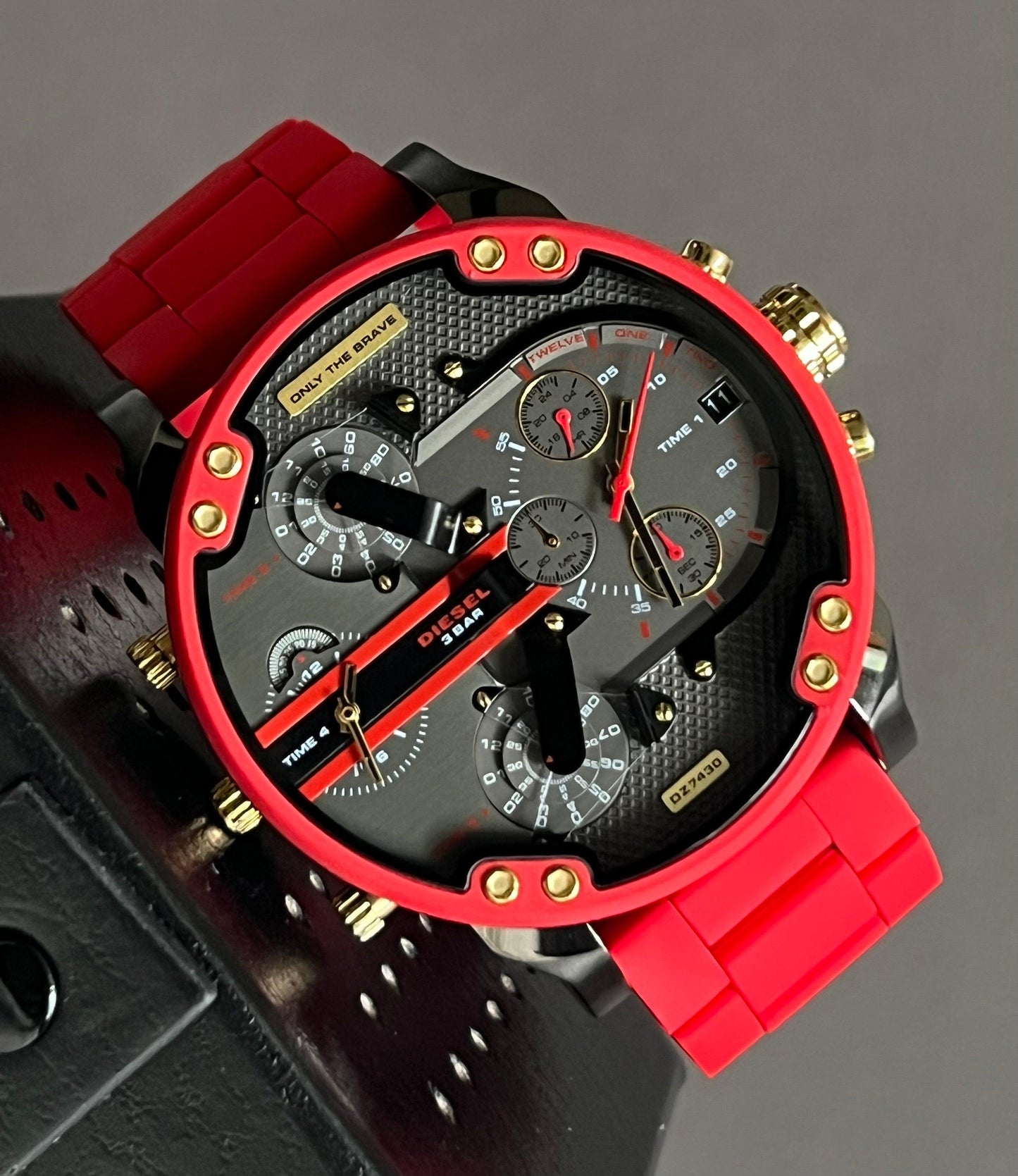 Diesel Men’s Mr. Daddy 2.0 Chronograph Red Stainless Steel and Silicone Watch