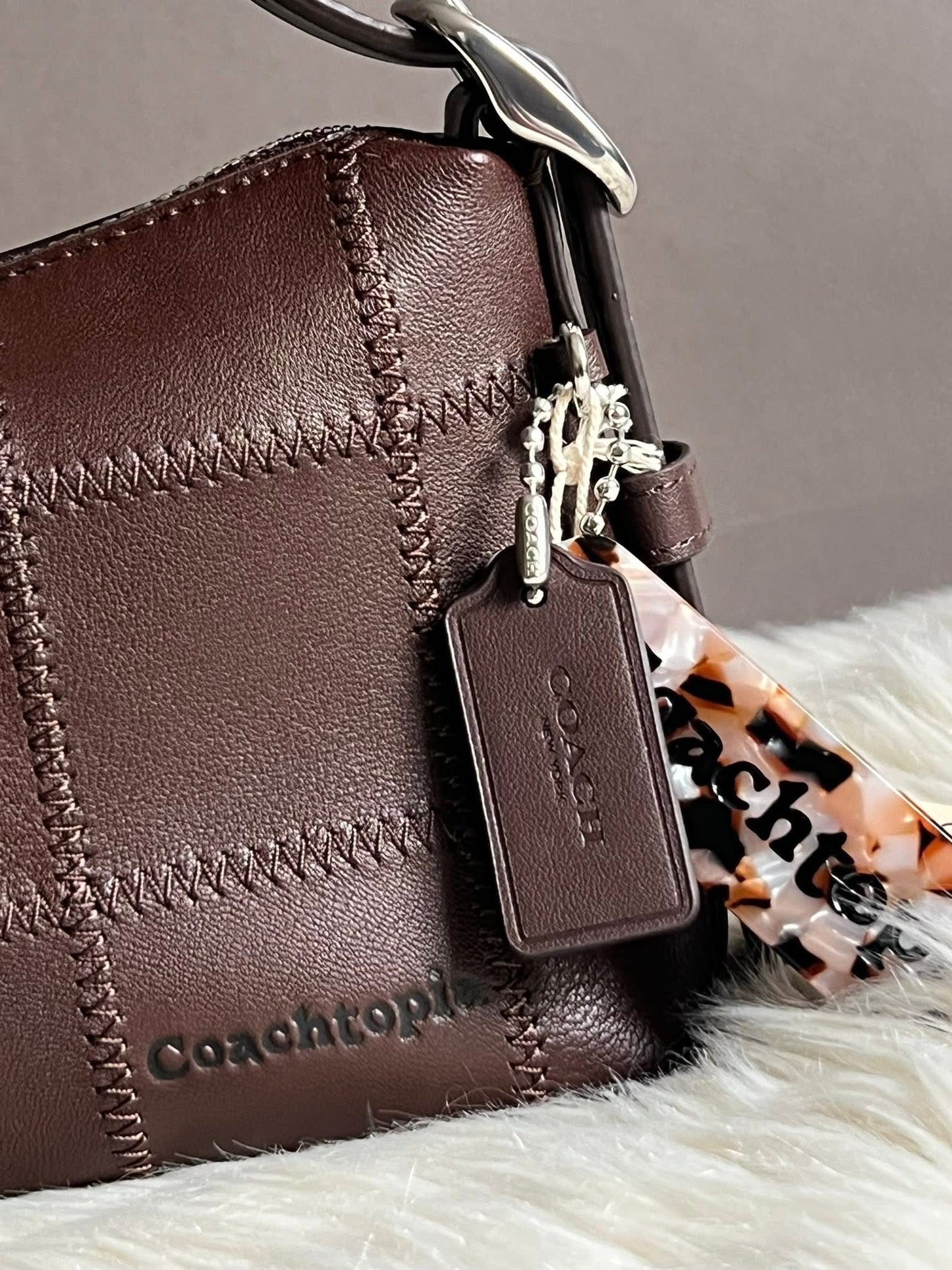 Coachtopia Alter/Ego Small Slouchy Shoulder Bag in Checkerboard Upcrafted Leather