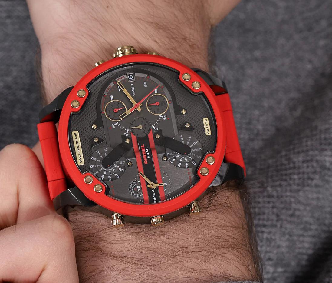 Diesel Men’s Mr. Daddy 2.0 Chronograph Red Stainless Steel and Silicone Watch