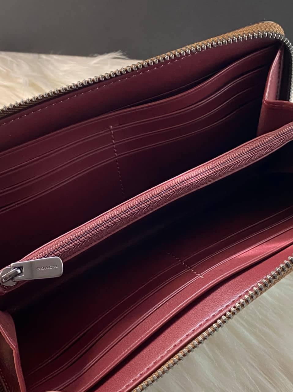 Coach Tan Lemon Accordion Zip Wallet in Signature Canvas