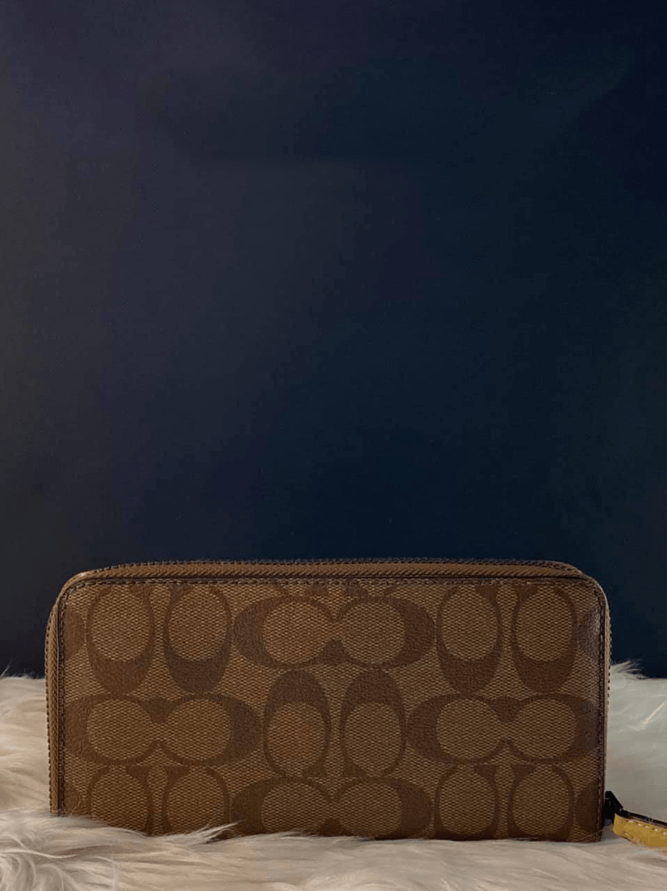 Coach Tan Lemon Accordion Zip Wallet in Signature Canvas