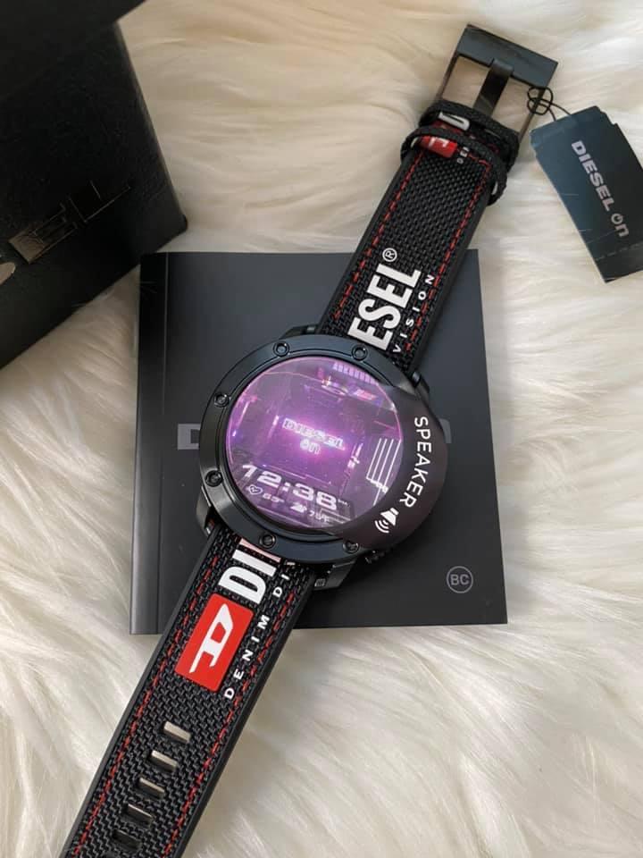 Diesel On Men’s Axial Gen 5 Heart Rate Touchscreen Smartwatch Black Nylon