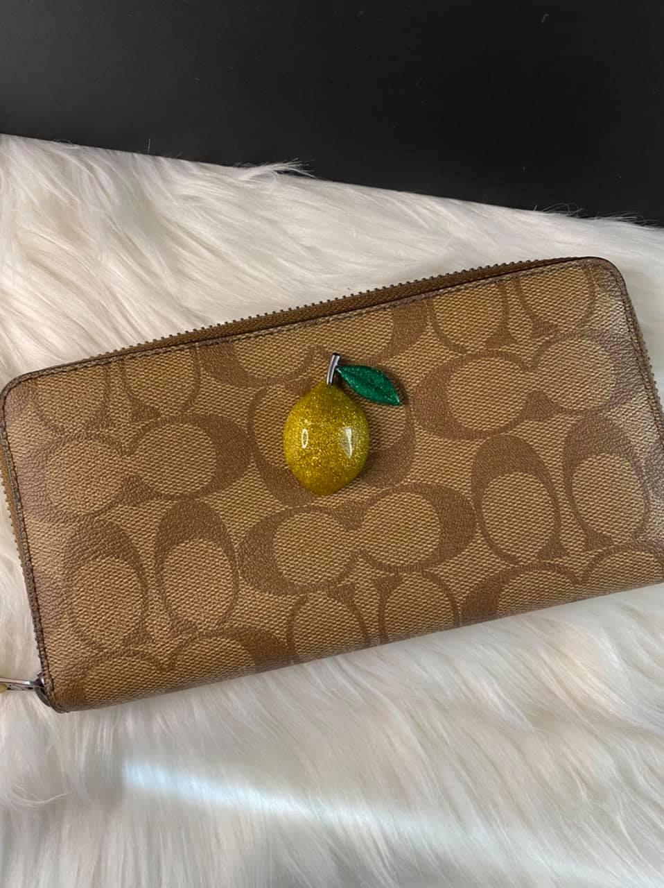 Coach Tan Lemon Accordion Zip Wallet in Signature Canvas