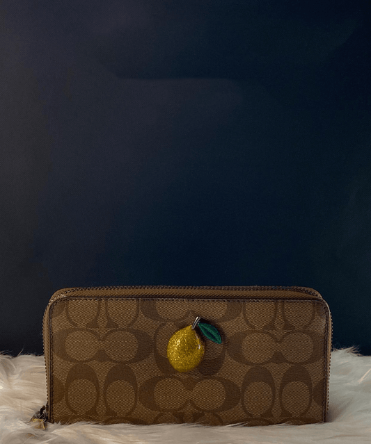 Coach Tan Lemon Accordion Zip Wallet in Signature Canvas