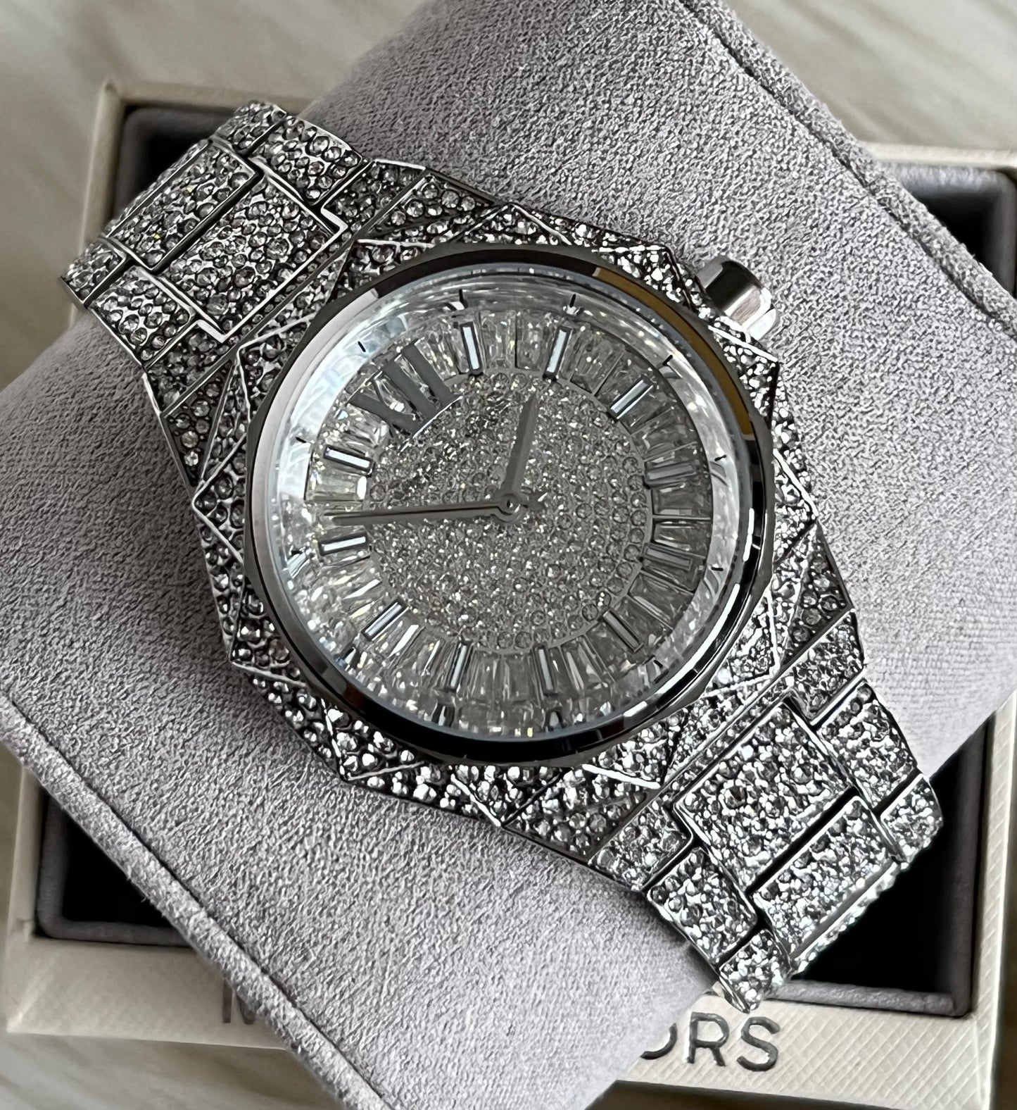 Micheal Kors Women’s Oversized Raquel Pavé Silver-Tone Watch