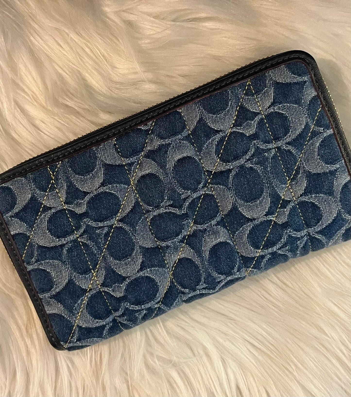 Coach Accordion Zip Wallet In Signature Denim
