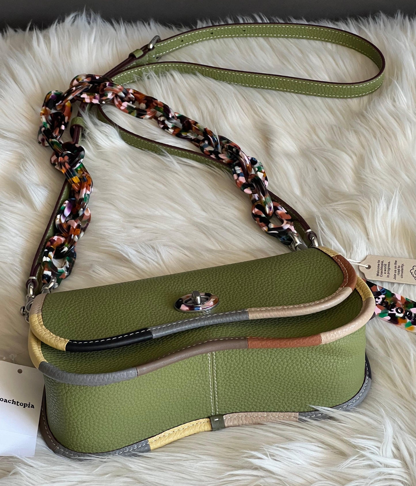 Coach Wavy Dinky Bag with Colorful Binding in Upcrafted Leather