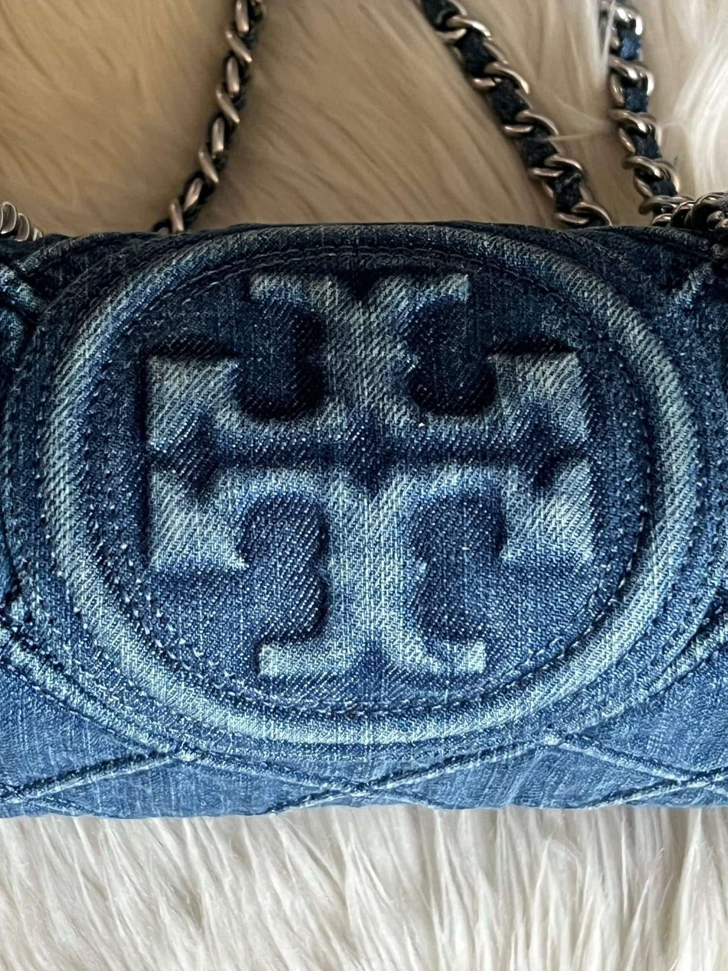 Tory Burch Small Fleming Soft Denim Convertible Shoulder Bag