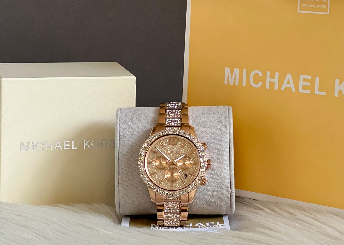 Michael Kors Women’s Layton Chronograph Rose Gold-Tone Watch