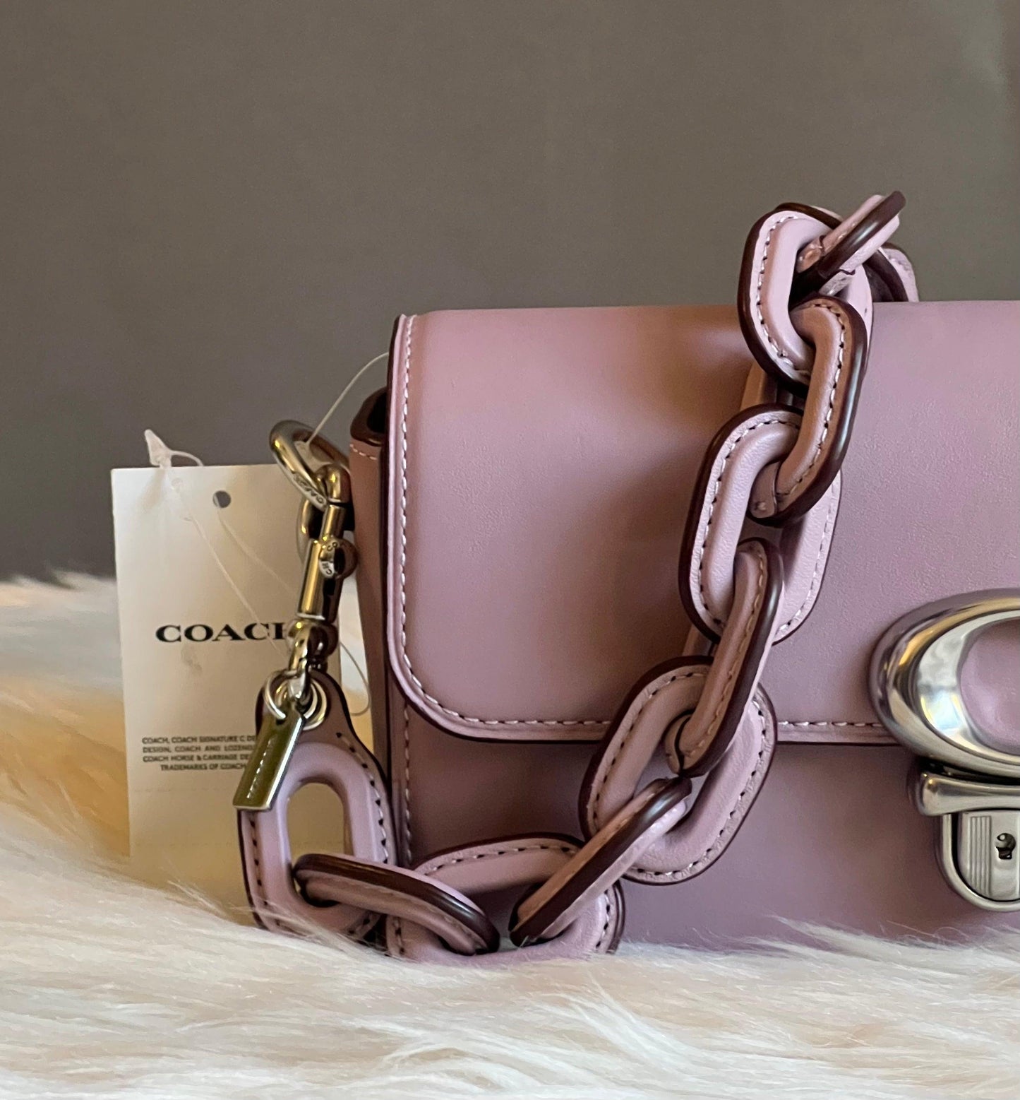 Coach Leather Covered Short Chain Strap