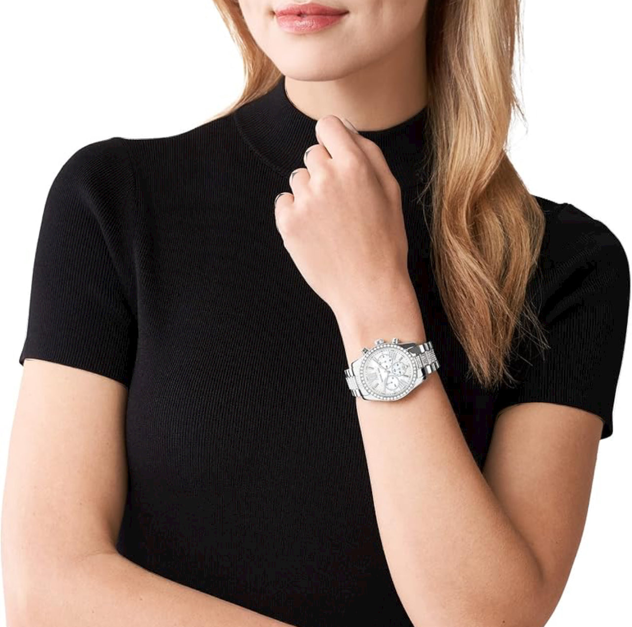 Micheal Kors Women’s Oversized Brynn Pavé Silver-Tone Watch