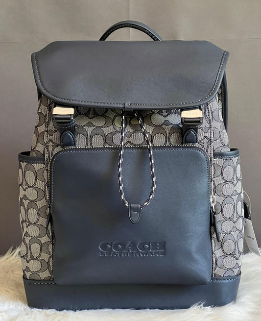 Coach League Flap Backpack in Signature Jacquard