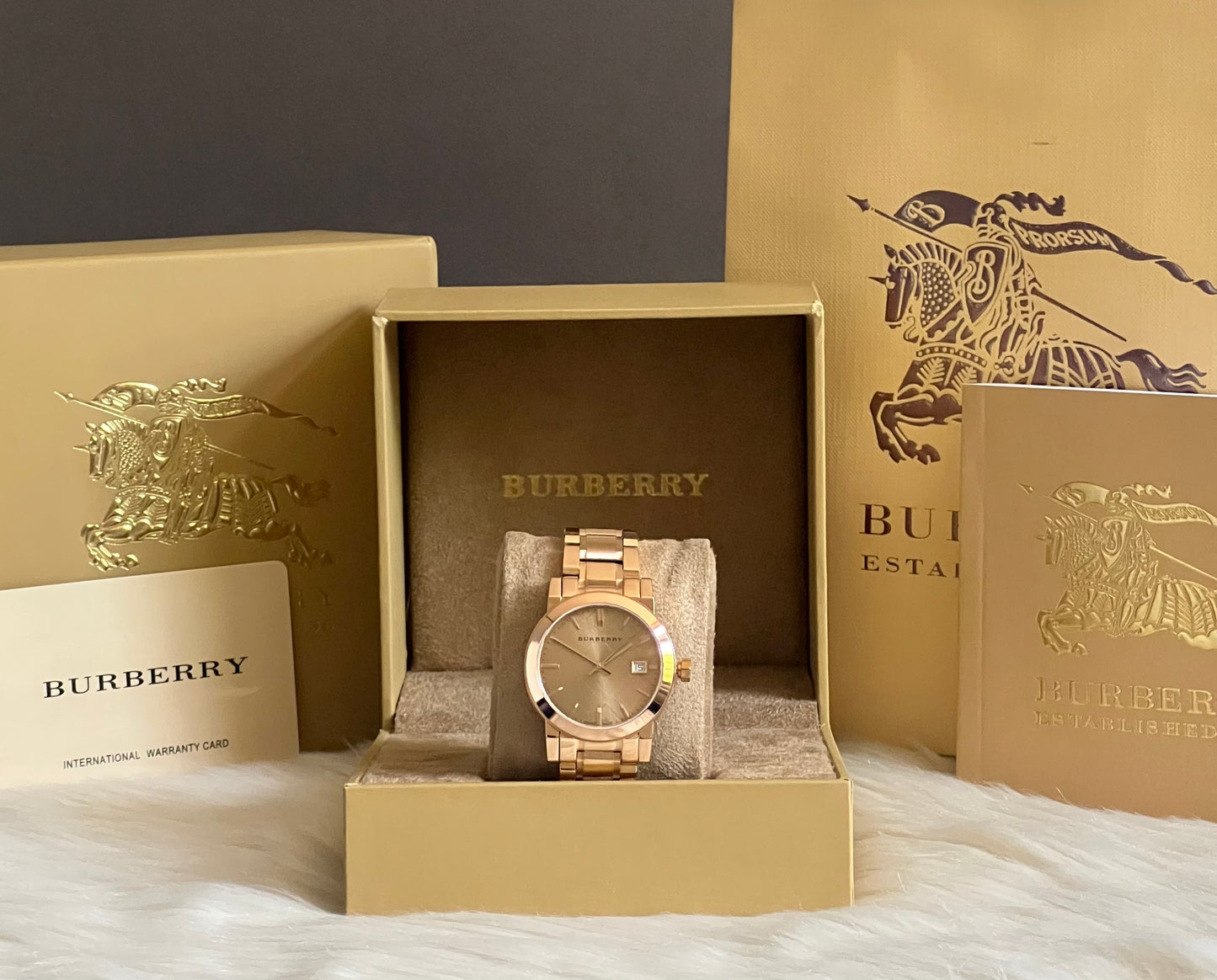 Burberry Women’s The City Rose Dial Rose Gold-Tone Watch