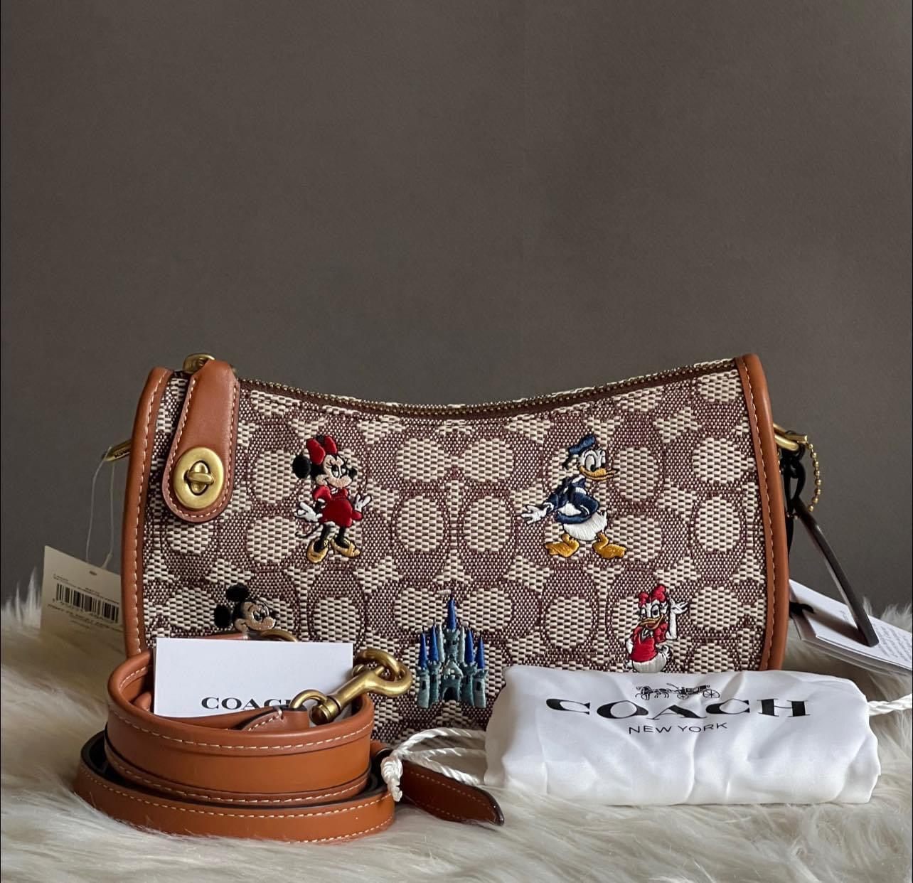 Coach X Disney Swinger Bag in Signature Textile Jacquard with Mickey Mouse and Friends Embroidery