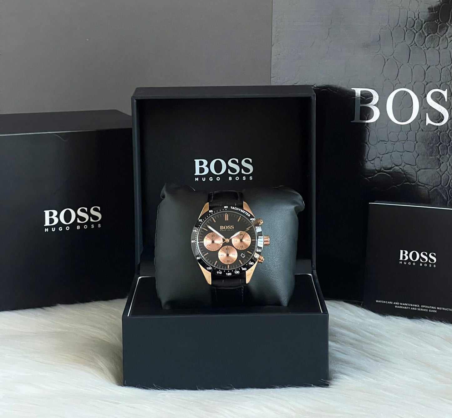 Hugo Boss Men’s Talent Black Leather Chronograph Watch