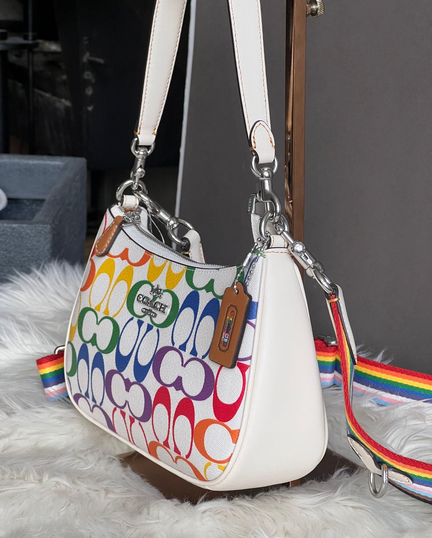 Coach Teri Shoulder Bag in Rainbow Signature Canvas