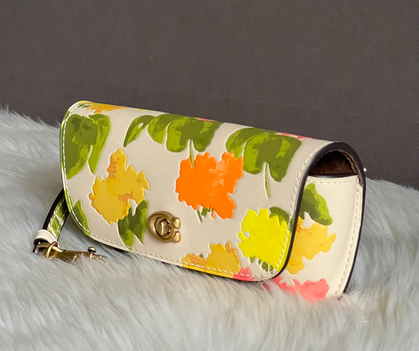 Coach Sunglass Case Bag Charm With Floral Print