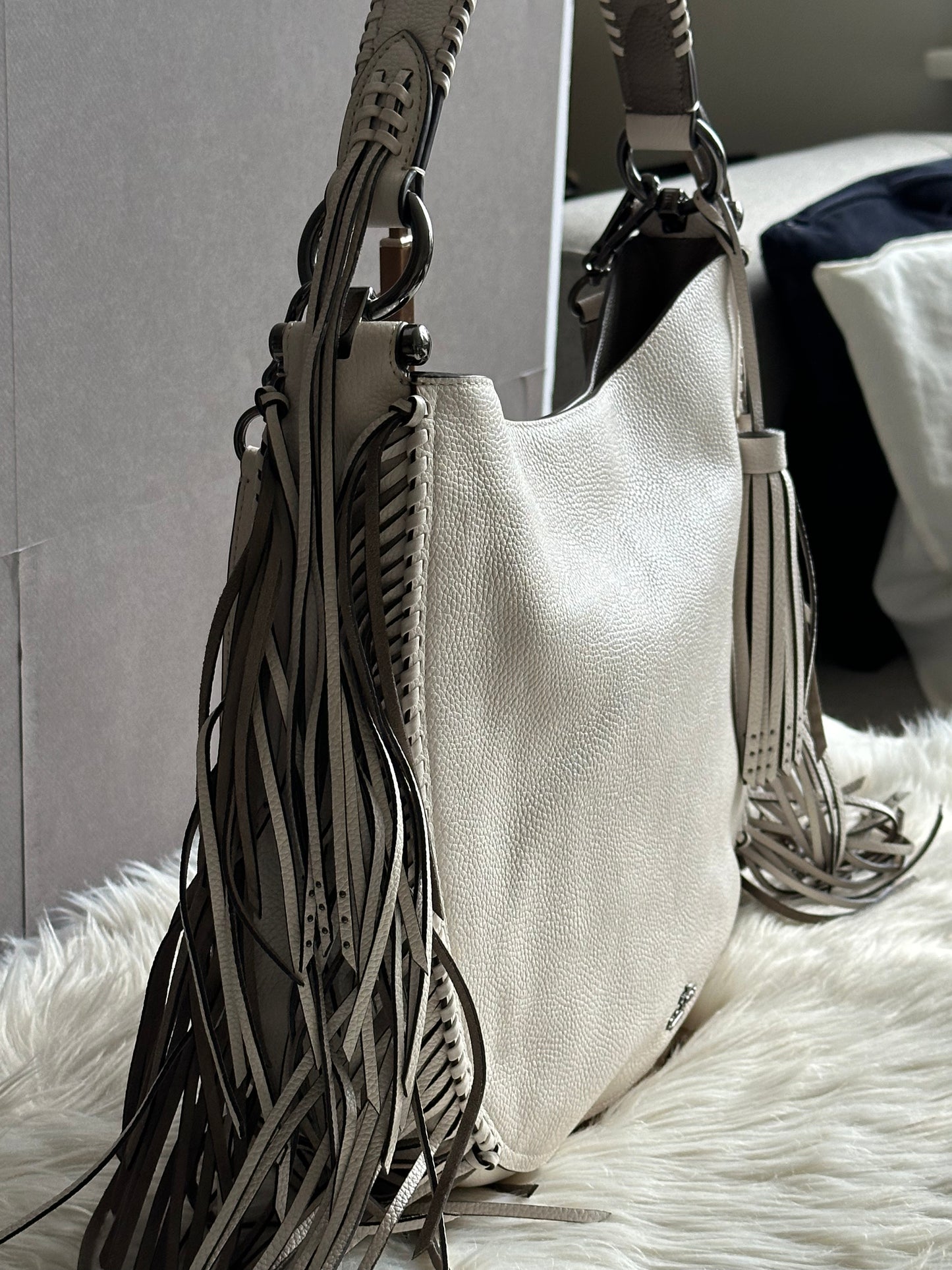 Coach Nomad Fringe Hobo in Pebble Leather